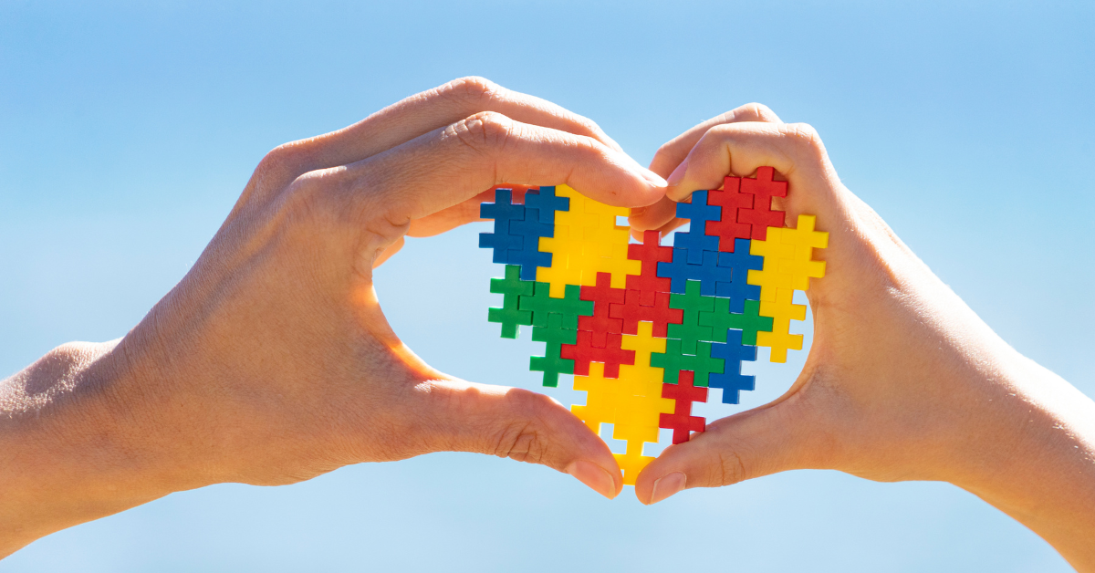 Heart with autism puzzle pieces