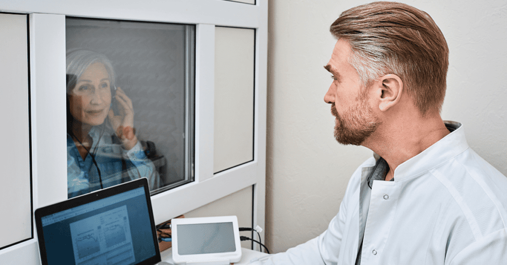 Patient getting a hearing test