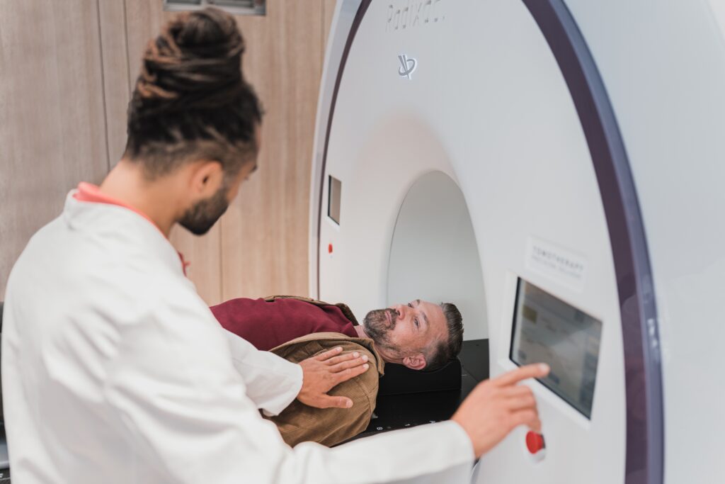 man getting an MRI