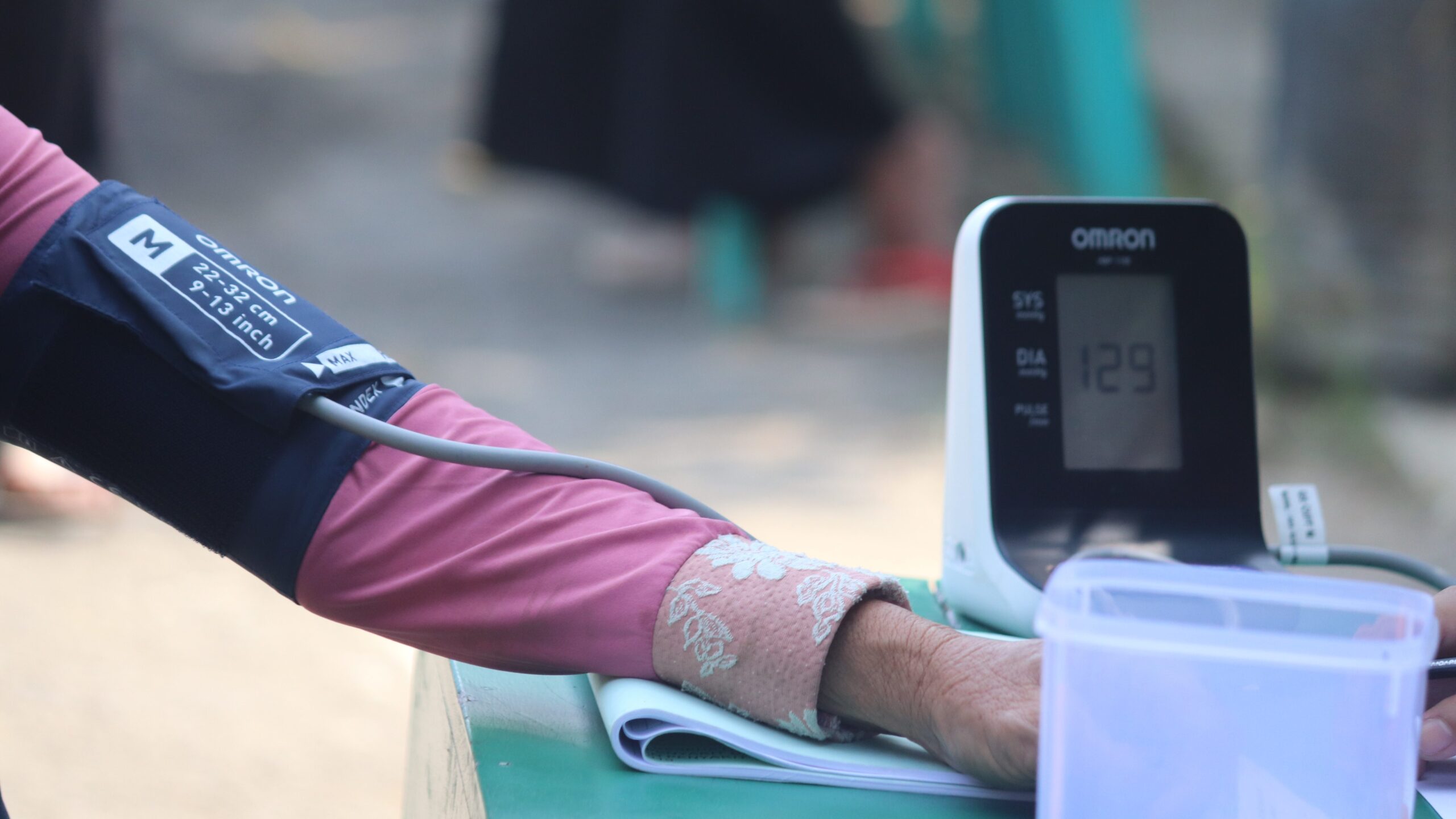 Person getting their blood pressure taken