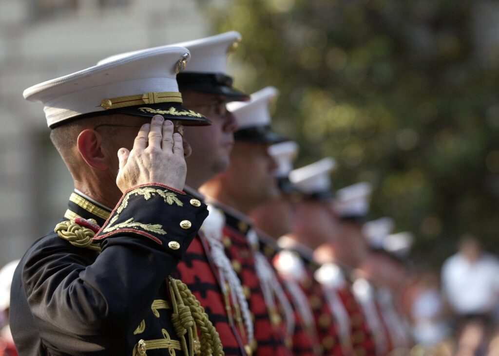 Veteran's saluting