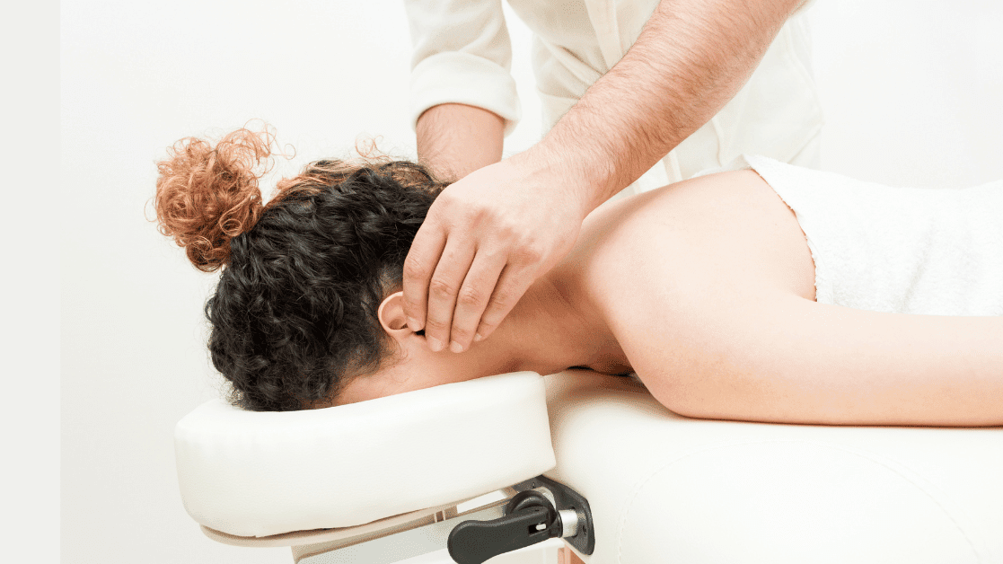 Woman getting a  neck massage 