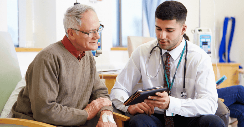 Man speaking with a doctor