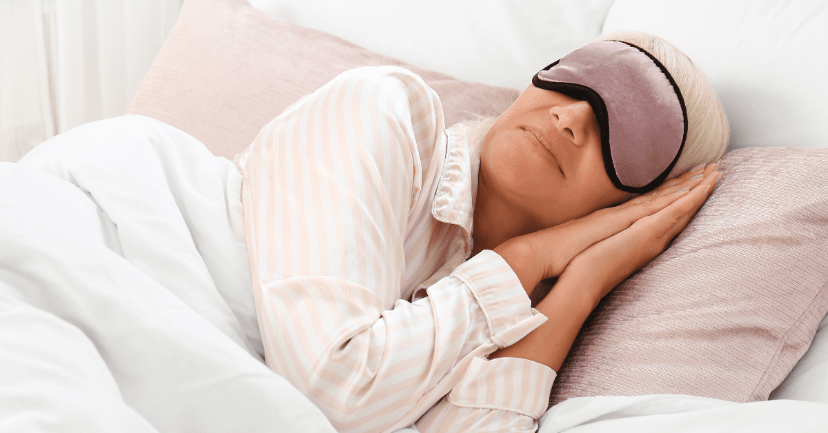 Woman sleeping with a blindfold on