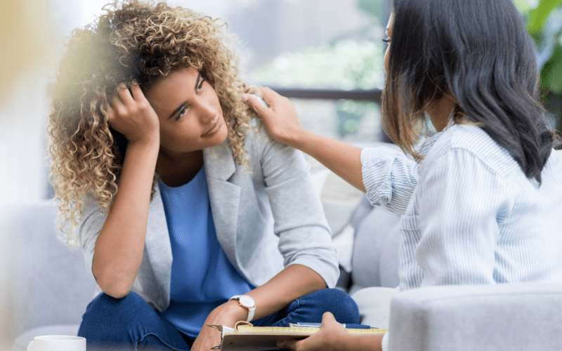Woman receiving CBT style counseling