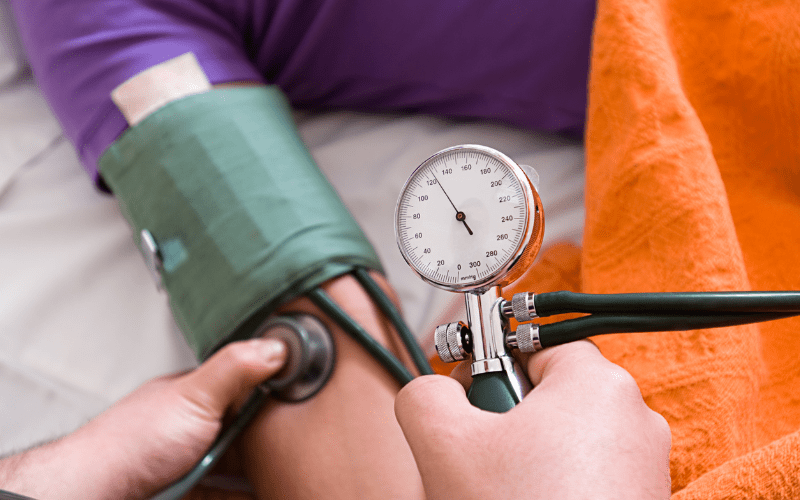 Person getting their blood pressure taken