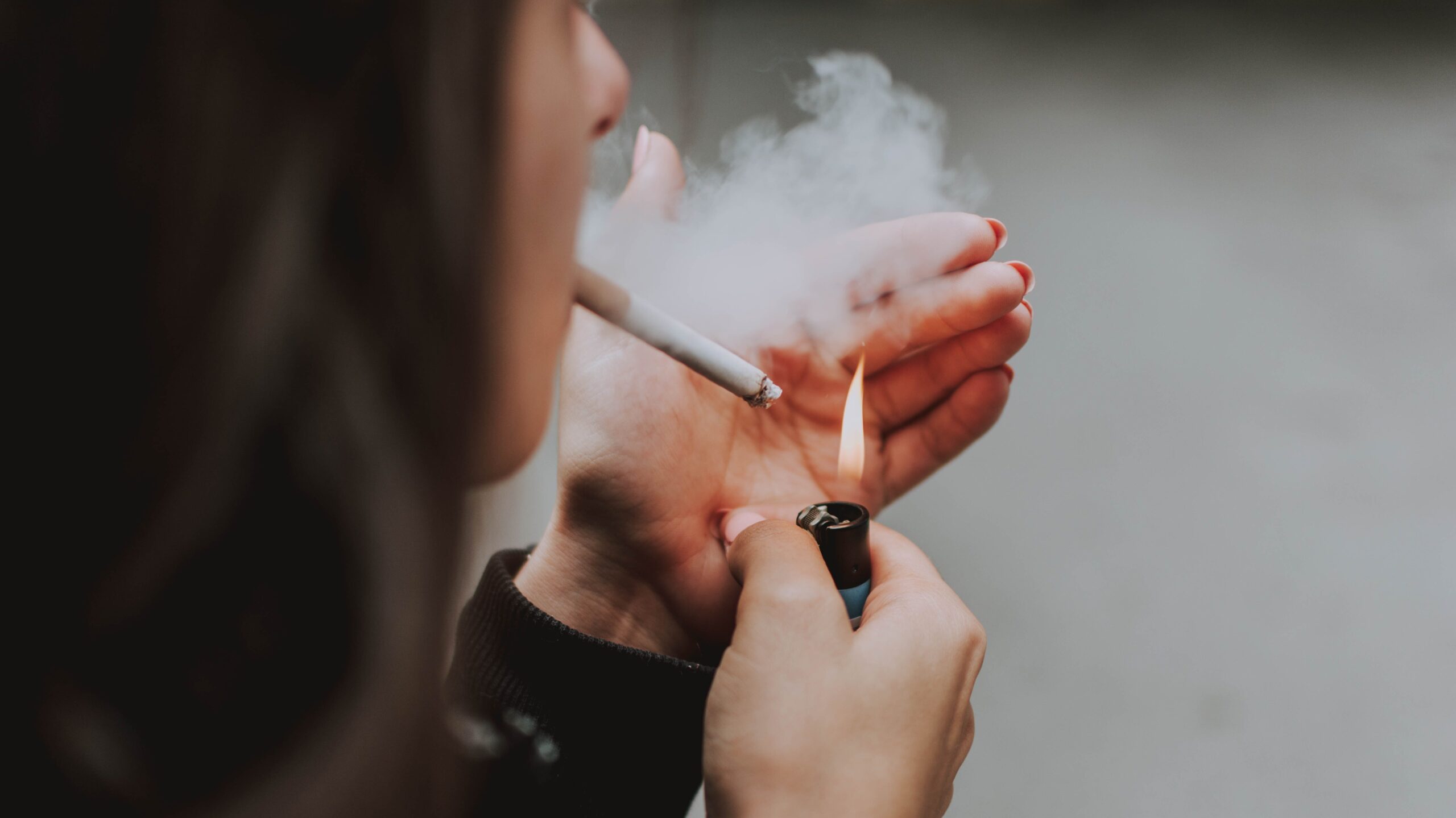 Woman smoking a cigarette