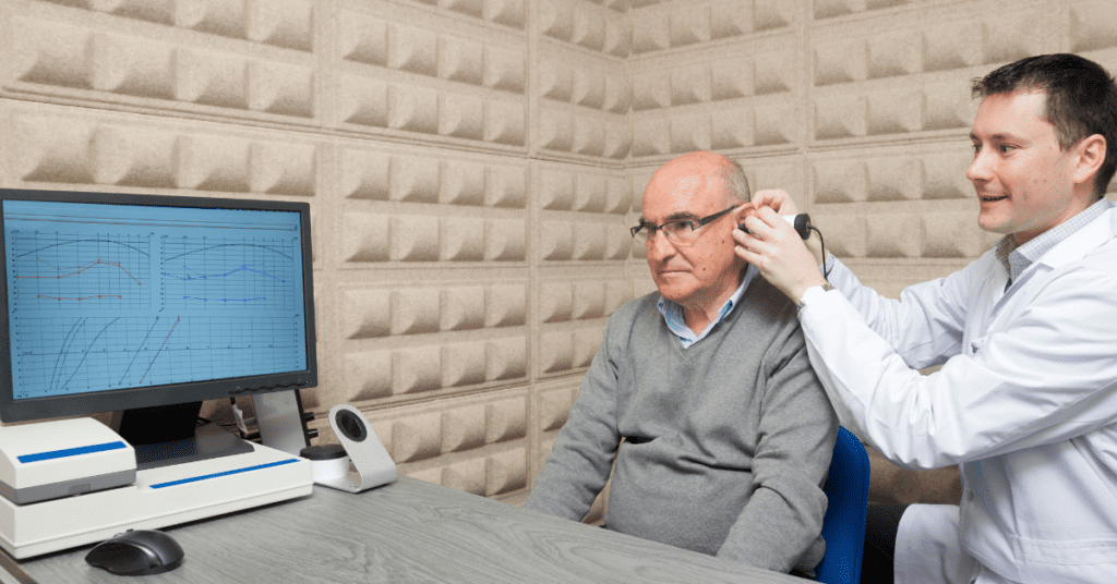Man getting an audiological evaluation