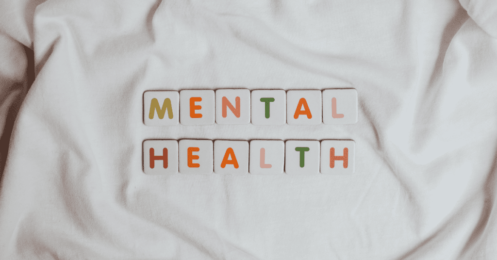 Blocks that spell out "mental health"