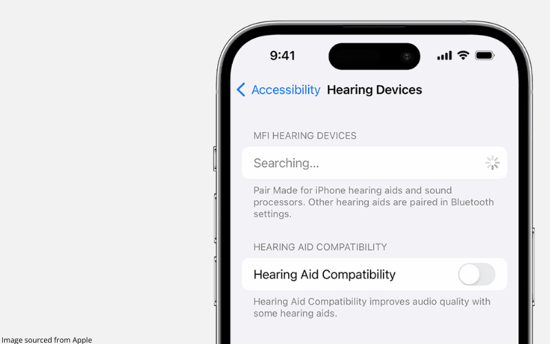 Bluetooth settings on an iPhone