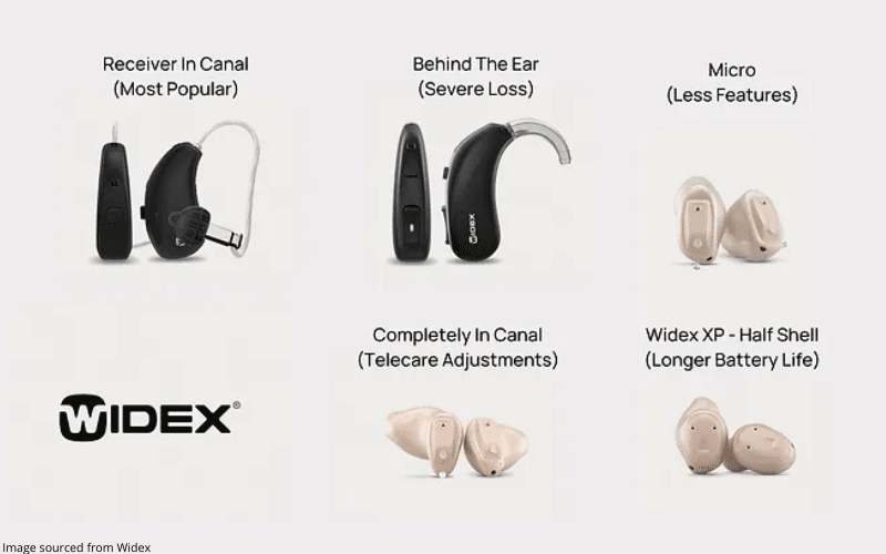 Variety of widex hearing aid models