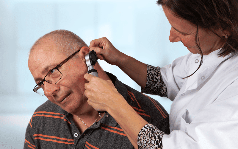 Man getting an audiological exam